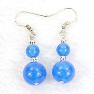 5/$25 Blue Jade Natural Gemstone Silver Earrings